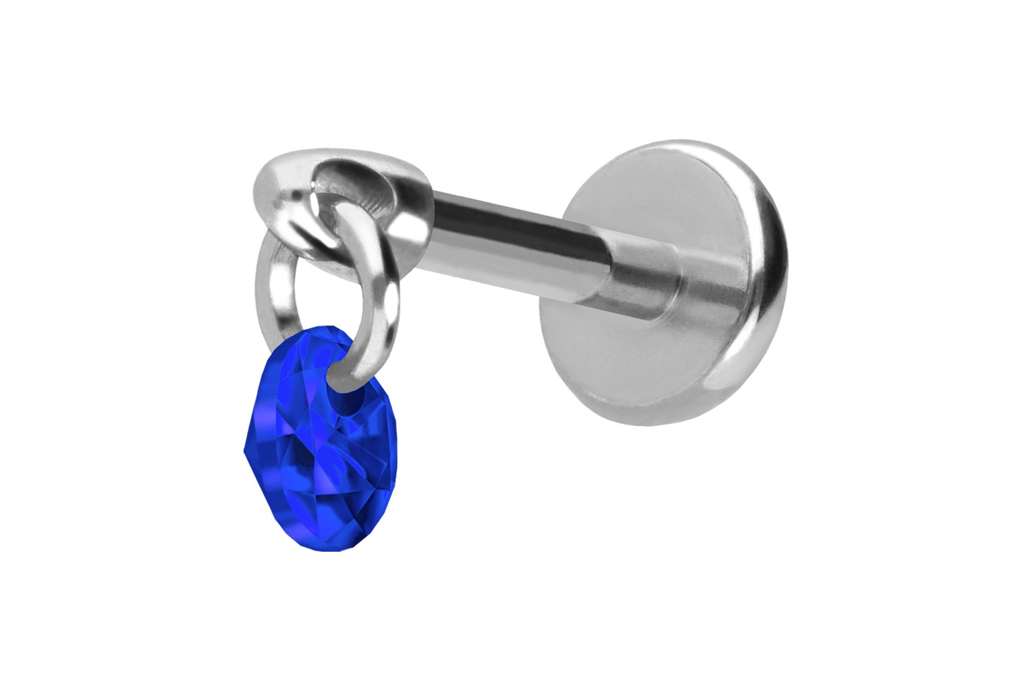 Titan Labret Piercing mit Push Fit RUNDER KRISTALL